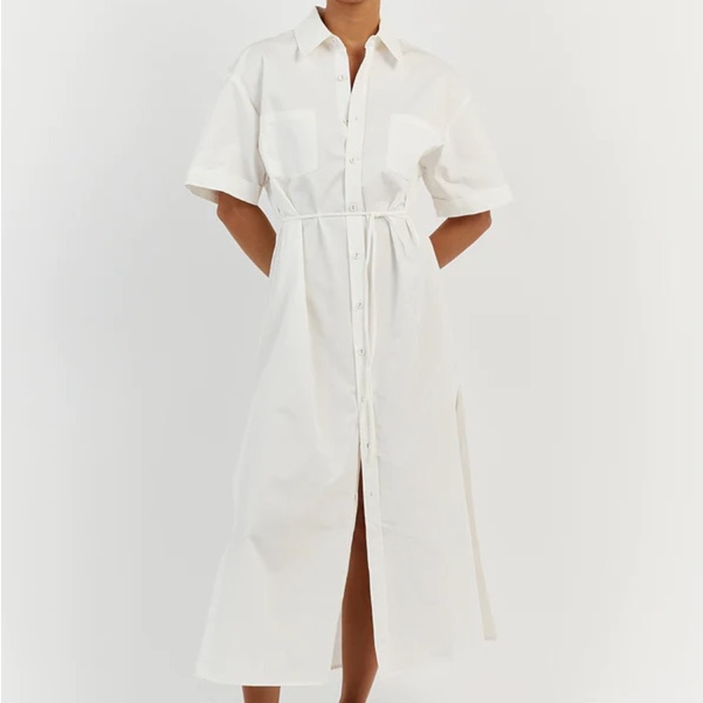 DISSH MAXIE WHITE COTTON SHIRT DRESS